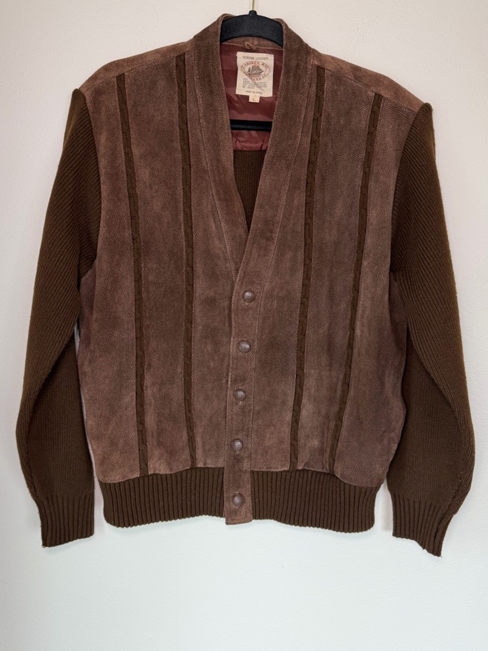 Vintage Caribou Bay Trading Co. Suede Knit Leather Jacket Retro